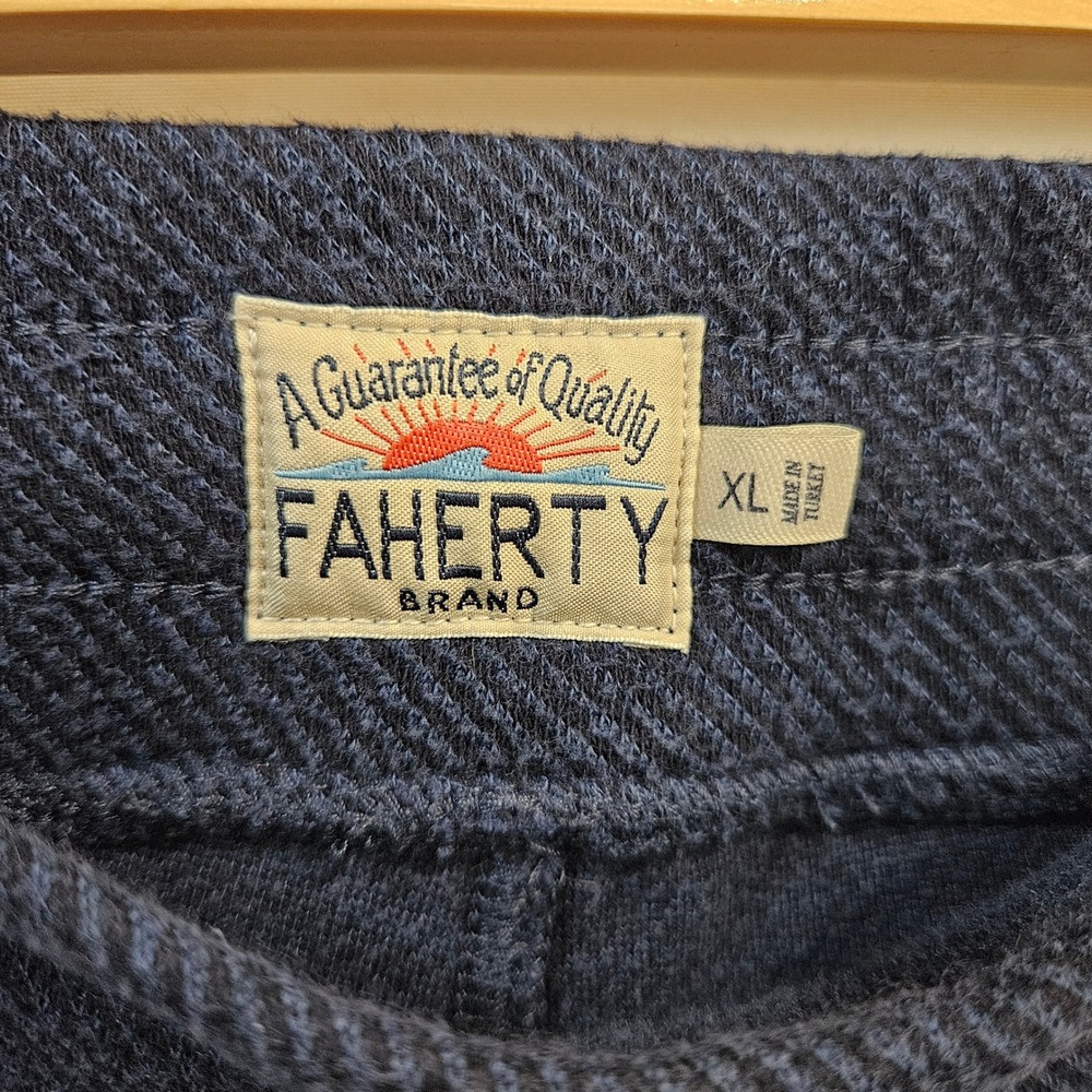 Faherty Brand Mens Legend Herringbone Knit Joggers XL Blue Lounge Pockets Casual - Picture 3 of 14